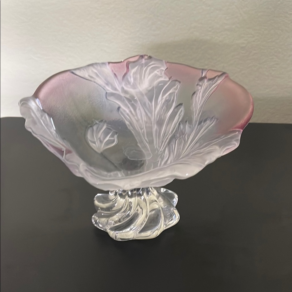 Vintage Pink & Frosted White Glass Candy Dish with Lid – Elegant Collectible